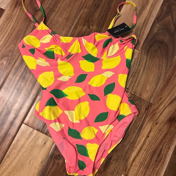 Kate Spade Pink and Yellow Lemon Print One Piece Swimsuit - Picture 1 of 2